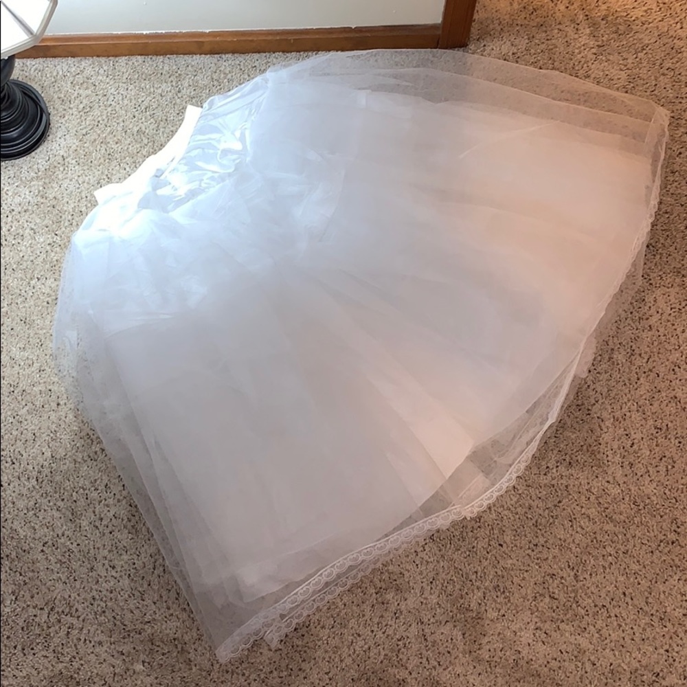 Elegant White Wedding Dress Skirt with Lace Trim